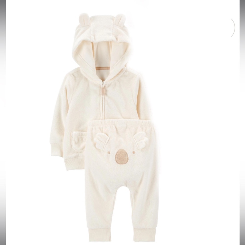 Carter's Cream Bear Hoodie and Pants Set size 12months